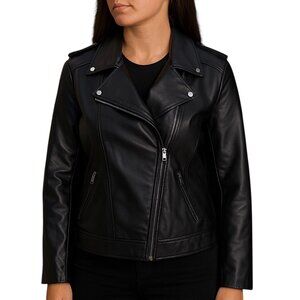 Chico's Women's Black Faux Leather Jacket, L